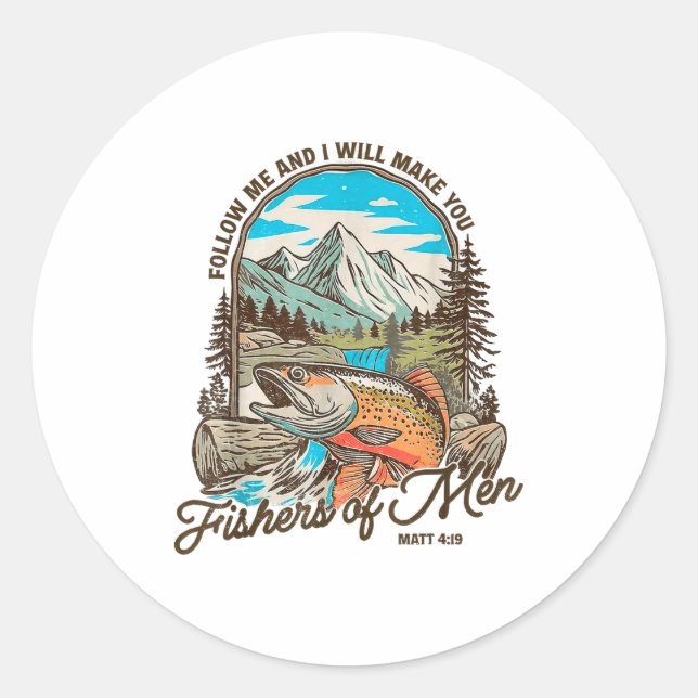 Sticker Rond Follow Me And I Will Make You Fishers Of Men Matt  (Devant)