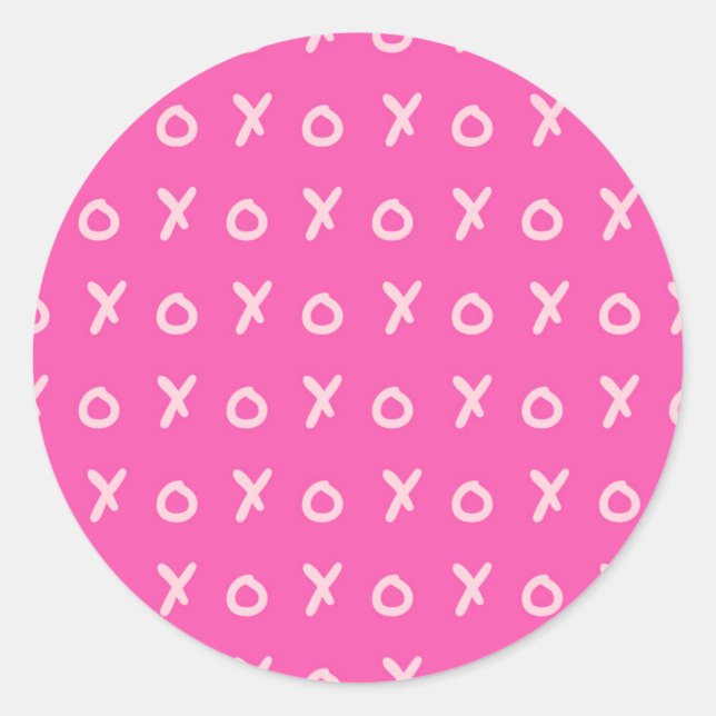 Sticker Rond Foncé & Clair Rose X O XO XO's Tendance Mignon (Devant)
