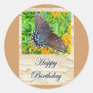 Sticker Rond Foncé Phase Tigre Swallowtail Butterfly Anniversai