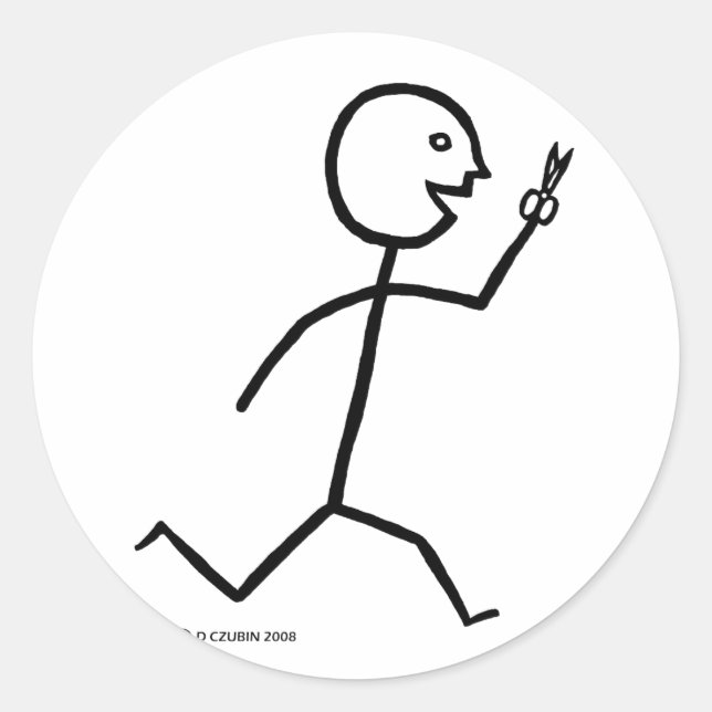 Sticker Rond Fonctionne Avec Des Ciseaux (Devant)