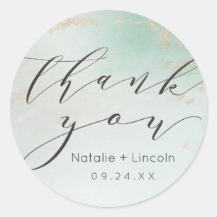 Sticker Rond Fond Abstrait Aqua Ombre avec Parties scintillant
