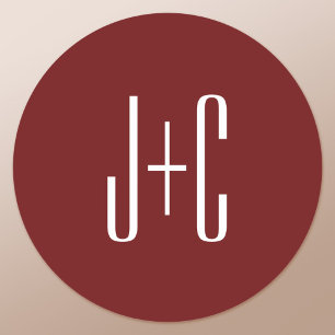 Sticker Rond Fond rouge bordeaux modifiable et texte blanc 