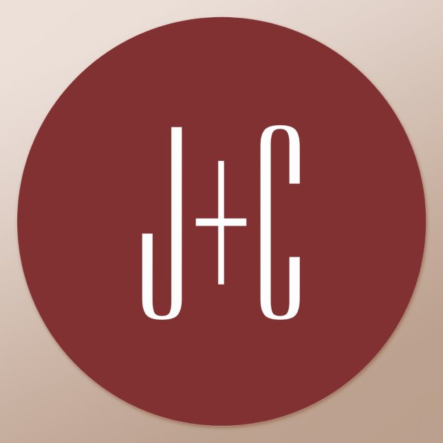 Sticker Rond Fond rouge bordeaux modifiable & texte blanc  (Créateur téléchargé)