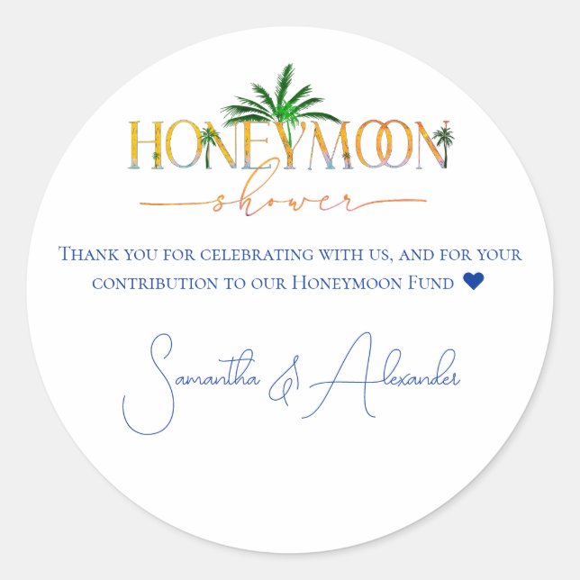 Sticker Rond Fonds de Lune de Miel Coucher de Soleil de Plage T (Devant)