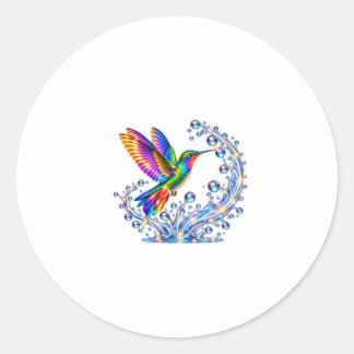 Sticker Rond Fontaine de Joaillerie de Colibri de Couleurs Étin