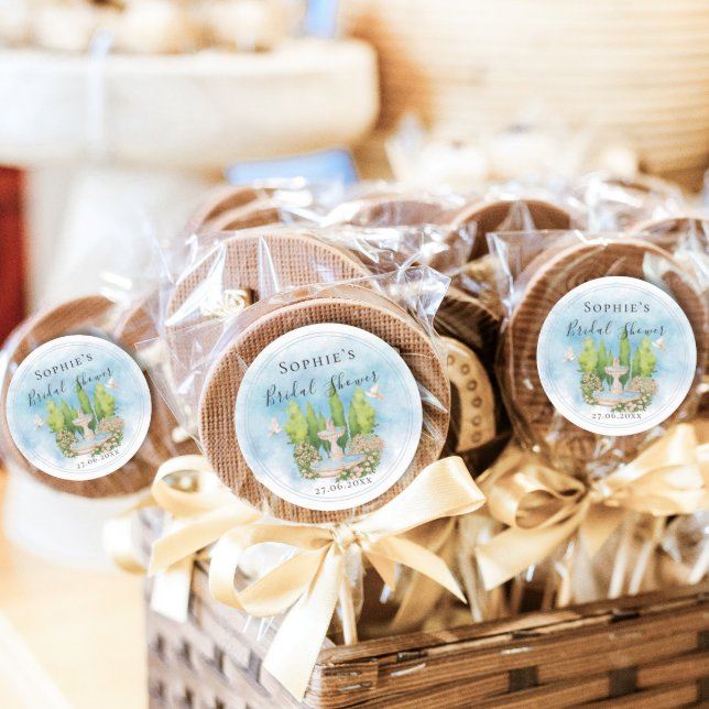 Sticker Rond Fontaine élégante Fleurs de colombes blanches Show (Créateur téléchargé)