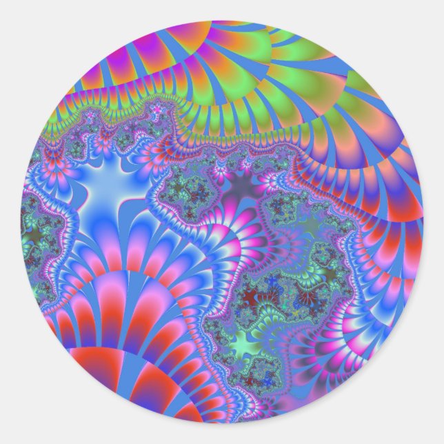 Sticker Rond Fonte arc-en-ciel bleu (Devant)