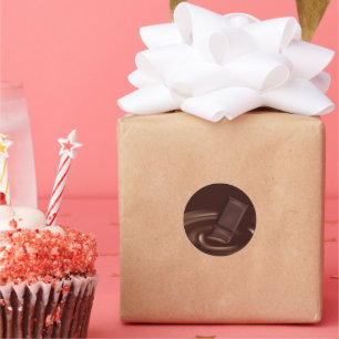 Sticker Rond Fonte de Chocolat Bar dans le chocolat liquide