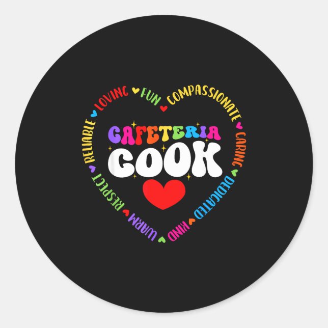 Sticker Rond Food Services Crew Cafeteria Cook Helper School Sq (Devant)