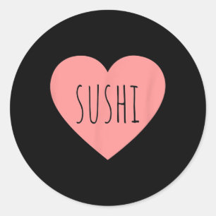 Sticker Rond Foodie Cœur Rose Minimaliste Amateur de Sushi Fill