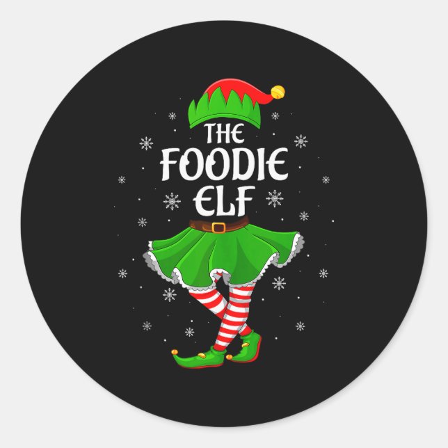 Sticker Rond Foodie Elf Christmas Family Girls Women Elf Squad  (Devant)
