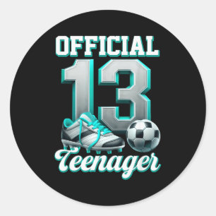Sticker Rond Foot 13 Ans Garçon Anniversaire Treize Adolescent