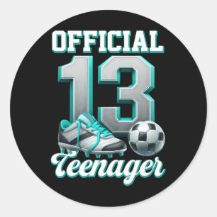 Sticker Rond Foot 13 Ans Garçon Anniversaire Treize Officiel