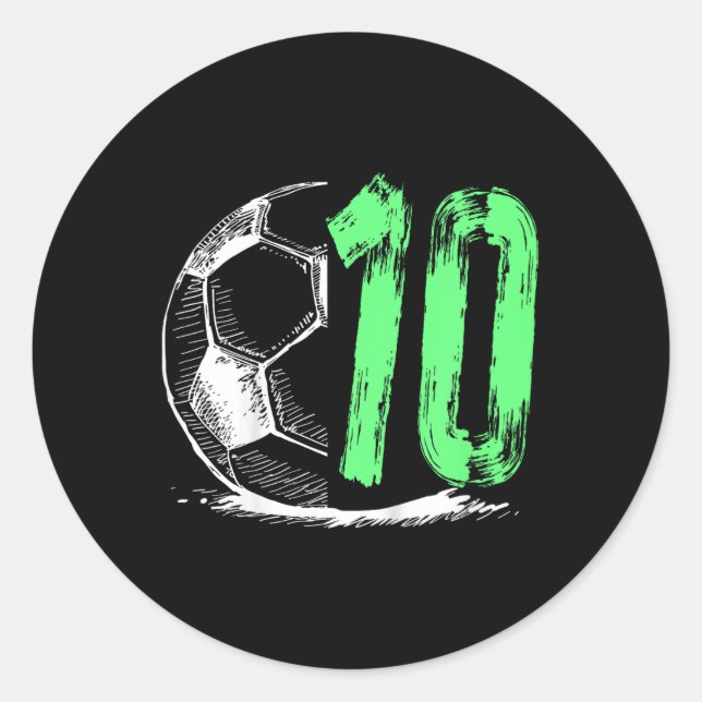 Sticker Rond Football 10 Ans Garçon Fête d'anniversaire (Devant)