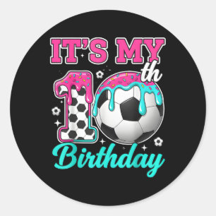 Sticker Rond Football 10 ans glace qui coule jeunesse 10e anniv