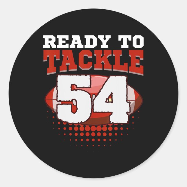 Sticker Rond Football 54e Anniversaire Joueur Tackle Équipe Spo (Devant)