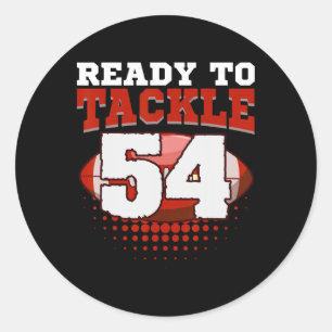 Sticker Rond Football 54e Anniversaire Joueur Tackle Équipe Spo
