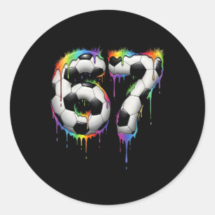 Sticker Rond Football 67 Six Seven Drôle Gen Alpha Meme Arc-en-