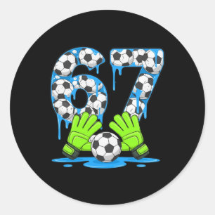Sticker Rond Football 67 Six Seven Gen Alpha Mème Dégoulinant 6