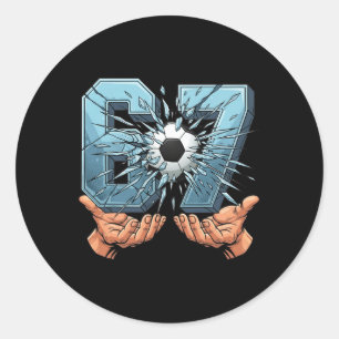Sticker Rond Football 67 Six Seven Mème drôle Gen Alpha
