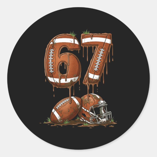 Sticker Rond Football 67 Six Seven Meme Funny 6-7 Drip American (Devant)