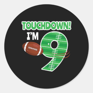 Sticker Rond Football 9e Anniversaire Joueur Jeu Lover Équipe