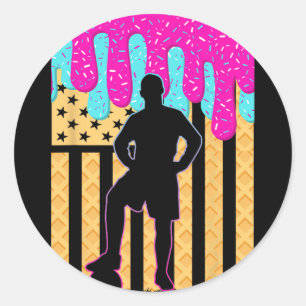 Sticker Rond Football à glace garçons joueurs de jeunesse fan A