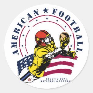 STICKER ROND FOOTBALL AMÉRICAIN