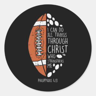 Sticker Rond Football américain je peux faire des choses Bible