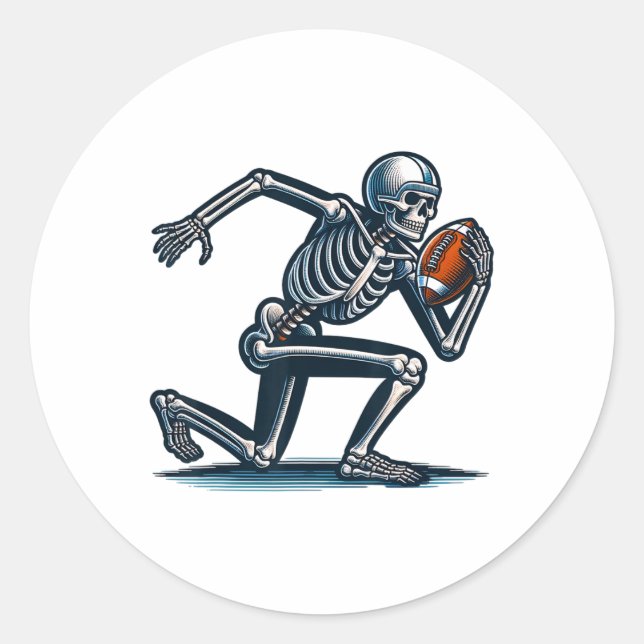 Sticker Rond Football américain Skeleton Boys Homme Football Fa (Devant)