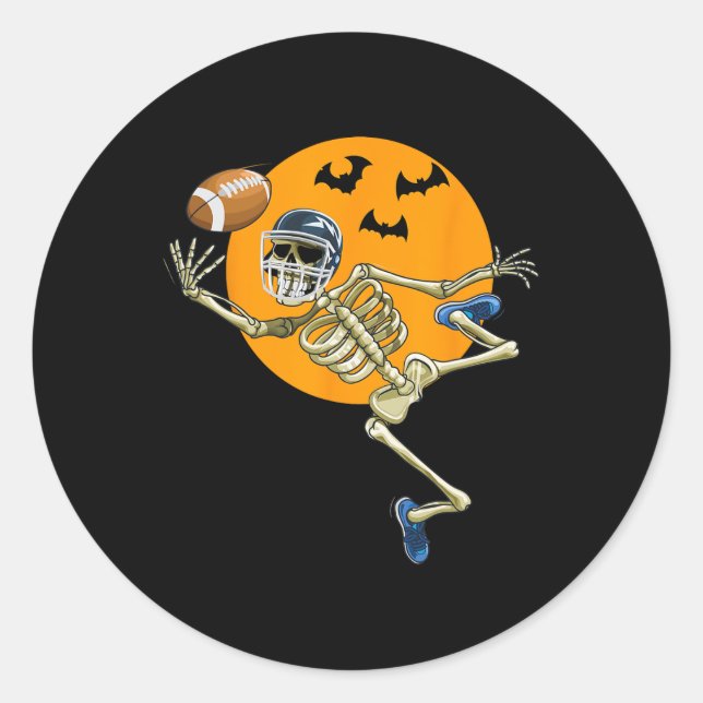 Sticker Rond Football américain Squelette Halloween Hommes garç (Devant)