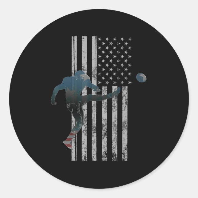 Sticker Rond Football American Flag USA Team Cadeau Kicker (Devant)