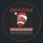 Sticker Rond Football Ball Santa Hat Christmas Fun Ball Père No<br><div class="desc">Football Ball Santa Hat Noël Fun Ball Père Noël Pajamas</div>