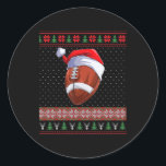Sticker Rond Football Ball Santa Hat Christmas Fun Ball Père No<br><div class="desc">Football Ball Santa Hat Noël Fun Ball Père Noël Pajamas</div>