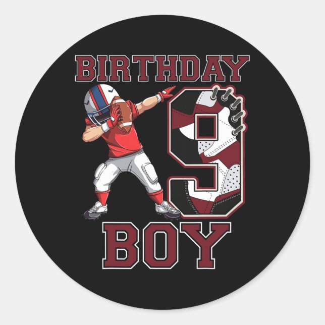 Sticker Rond Football Boy Dabbing 9th Birthday Love Baskets 9 (Devant)