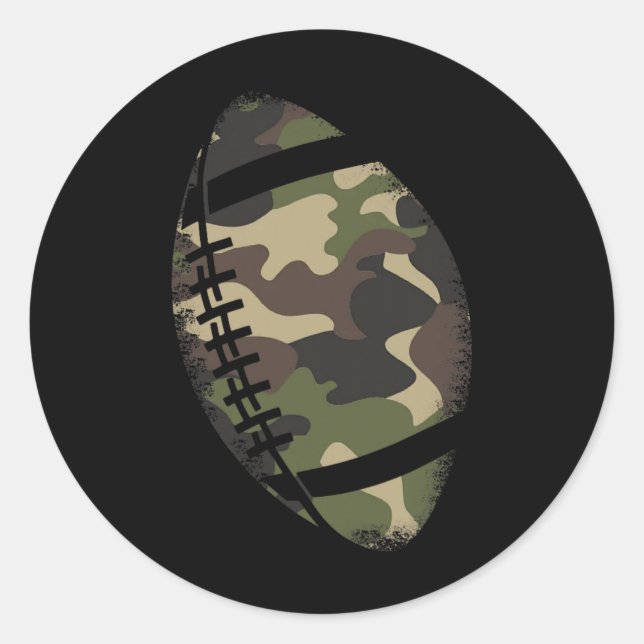 Sticker Rond Football Camouflage Cadeau Collège d'équipe Entraî (Devant)