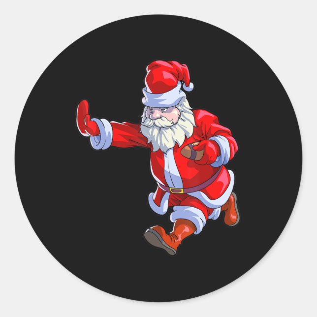 Sticker Rond Football Christmas Men Kids Boys Football Père Noë (Devant)
