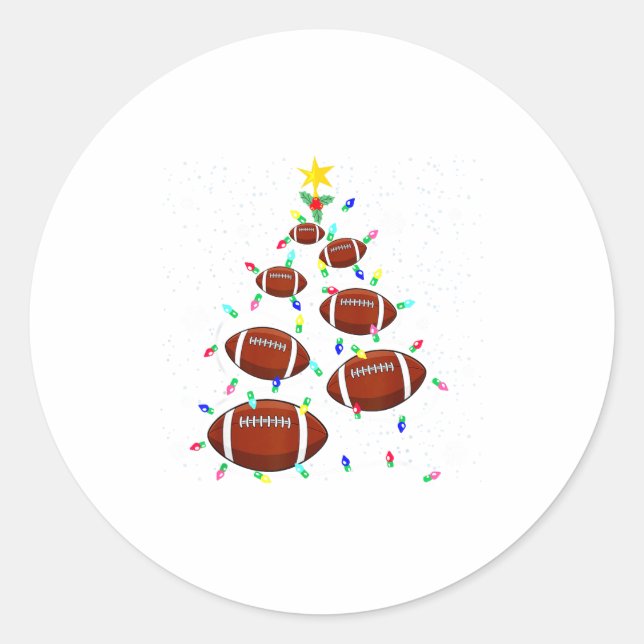 Sticker Rond Football Christmas Tree Light Xmas Football Boys G (Devant)