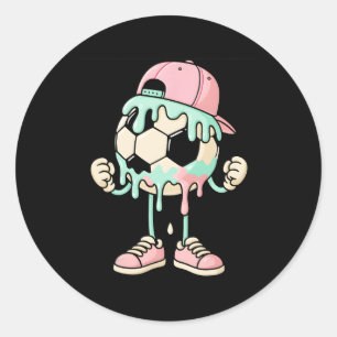 Sticker Rond Football Crème Glacée Dégoulinant Garçons Jeunes J