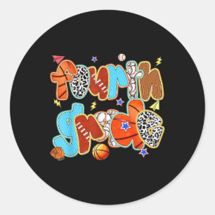 Sticker Rond Football de base-ball de quatrième année Sports de