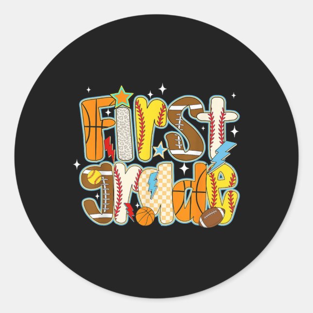 Sticker Rond Football de baseball de 1ère année S (Devant)