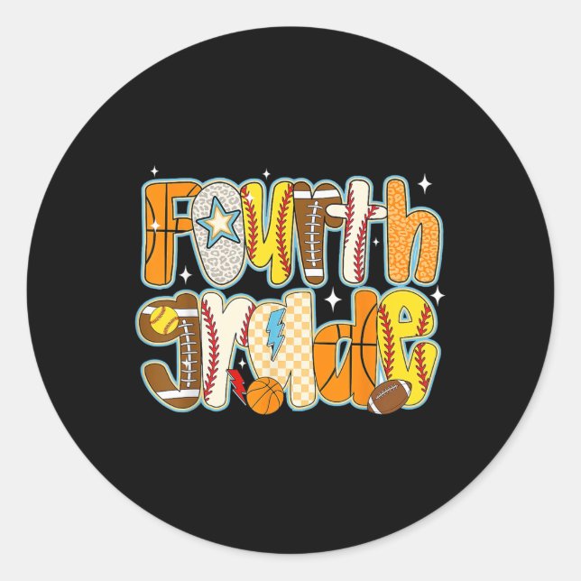 Sticker Rond Football de baseball de 4e année (Devant)