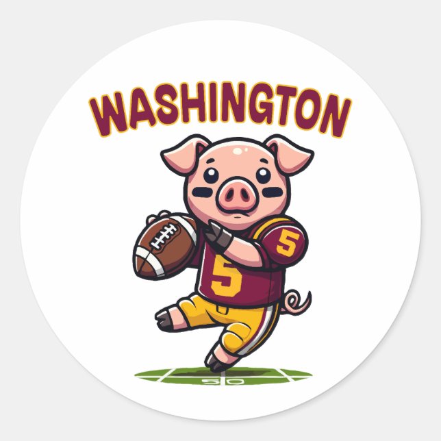 Sticker Rond Football de Hog à Washington (Devant)