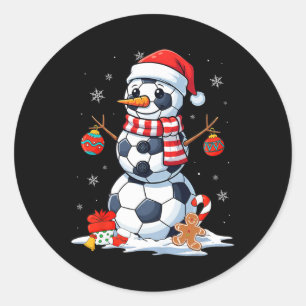 Sticker Rond Football de Noël Bylls Bonhomme de neige drôle Hom