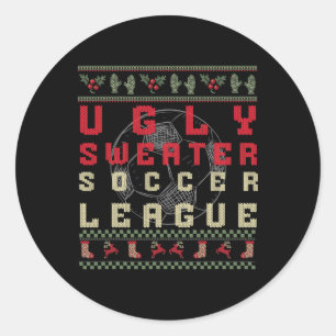 Sticker Rond Football de Noël laid – T-shirt drôle à gros pull