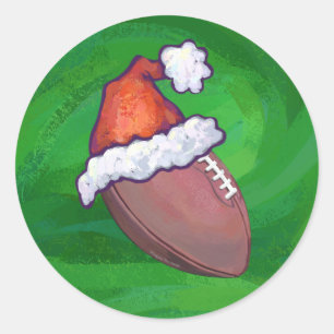 Sticker Rond Football de Santa Hat sur Vert