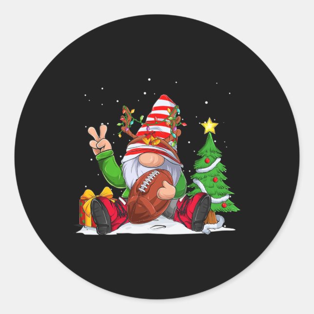 Sticker Rond Football d'hiver Gnome Noël pour les garçons (Devant)