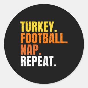 Sticker Rond Football Dinde Sieste Répéter Citrouille Joyeux Th