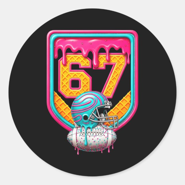 Sticker Rond Football Drip Number 67 Football Player  (Devant)