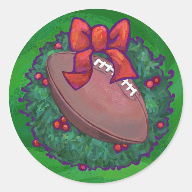 Sticker Rond Football en couronne de Noël sur vert (Devant)